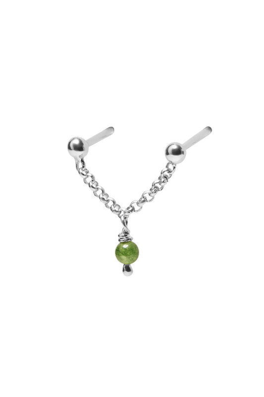 Silver double stud green chain p.p