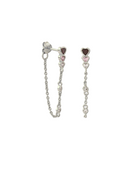 Silver multi heart chain earring