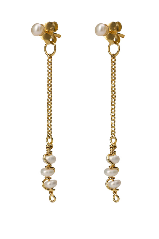 Chain dot  pearl earring g-p