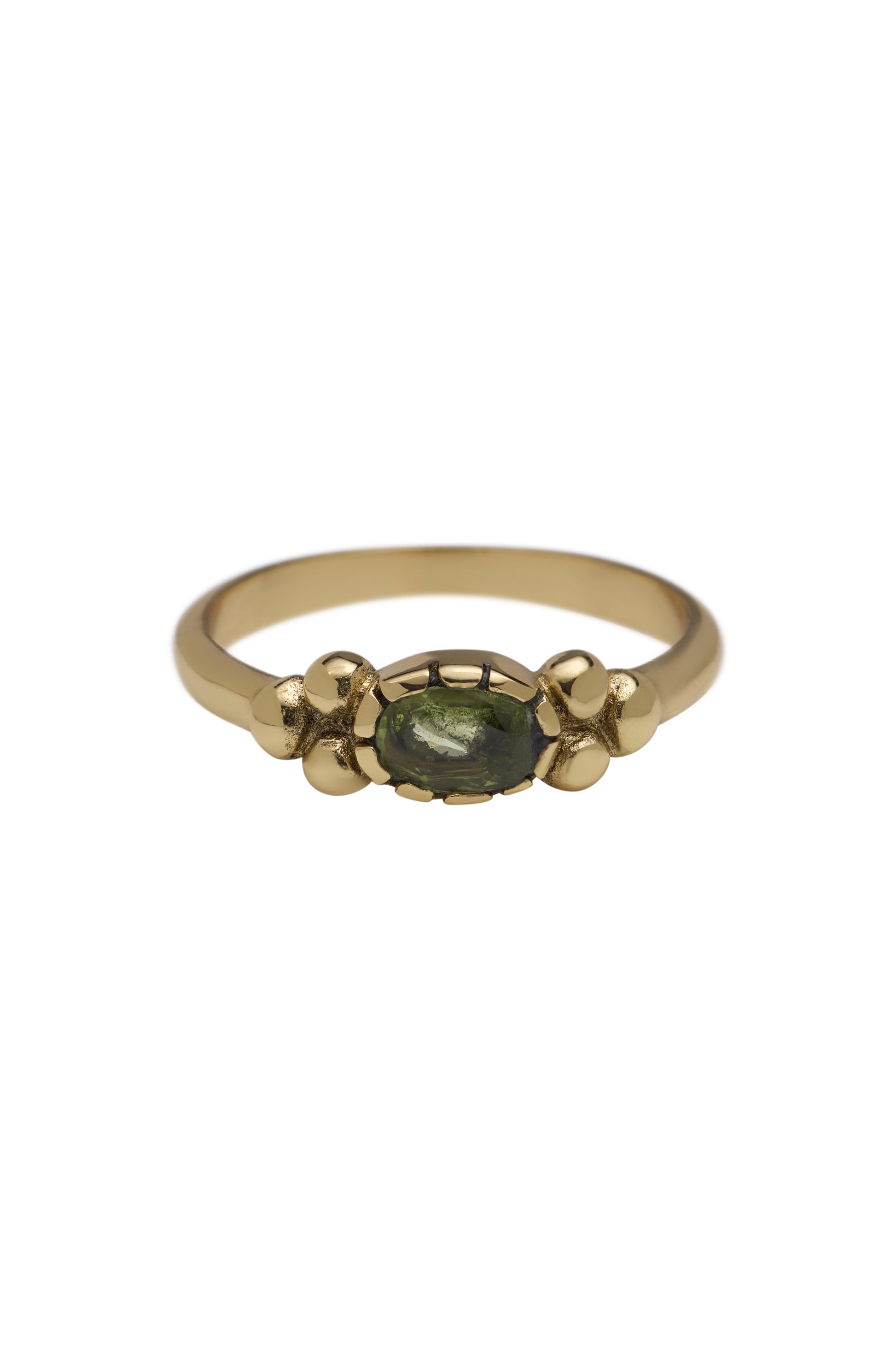 Brass peridot dots ring