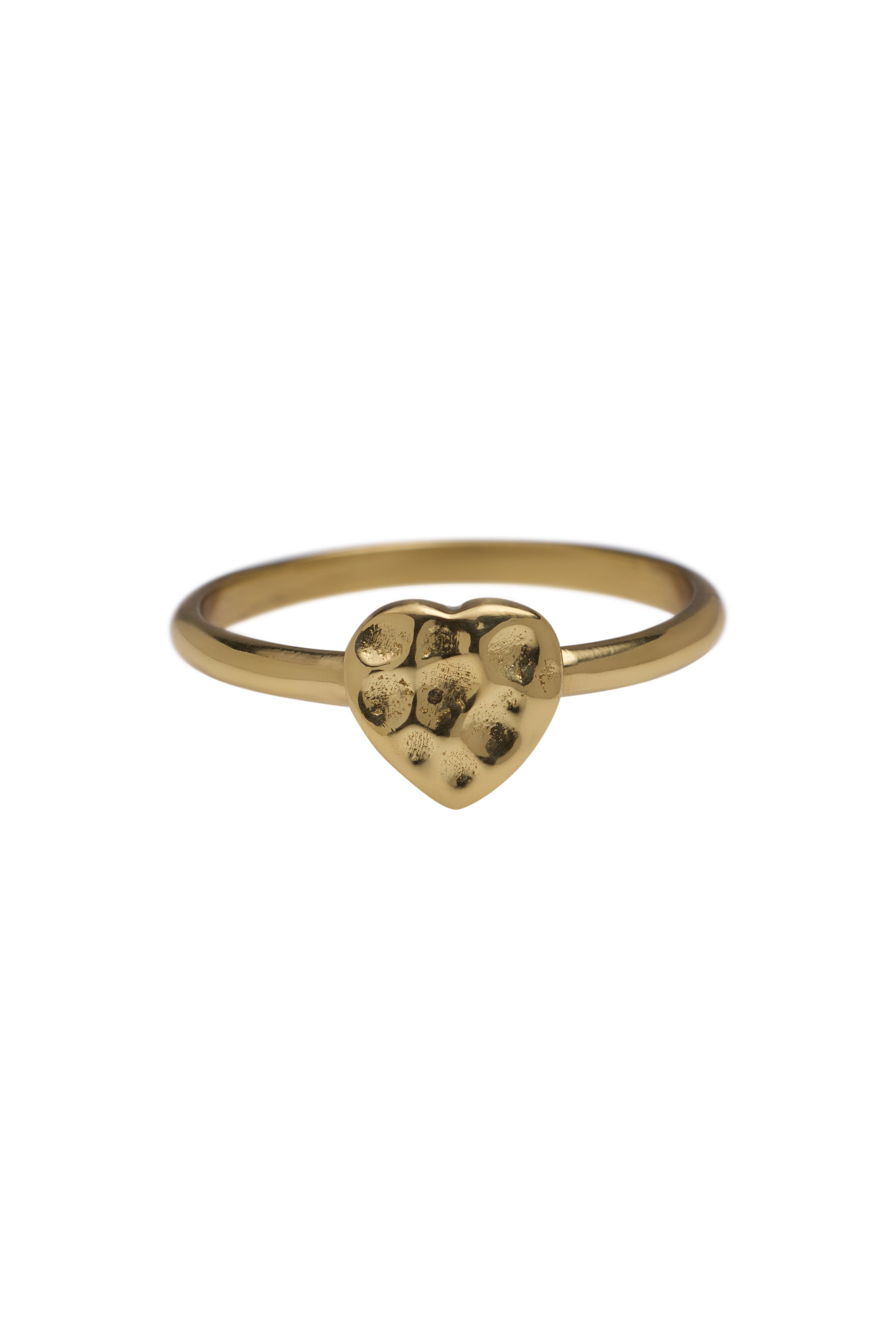 Brass hammered heart ring