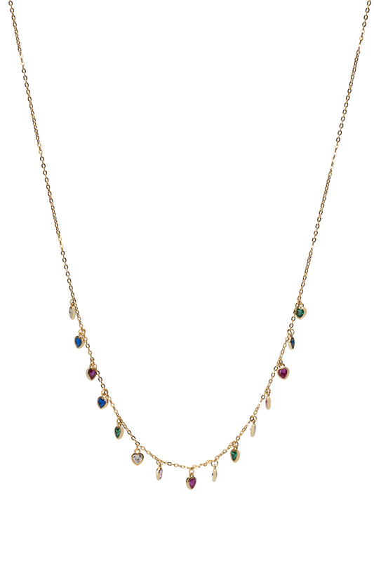 Necklace multi stone heart g-p