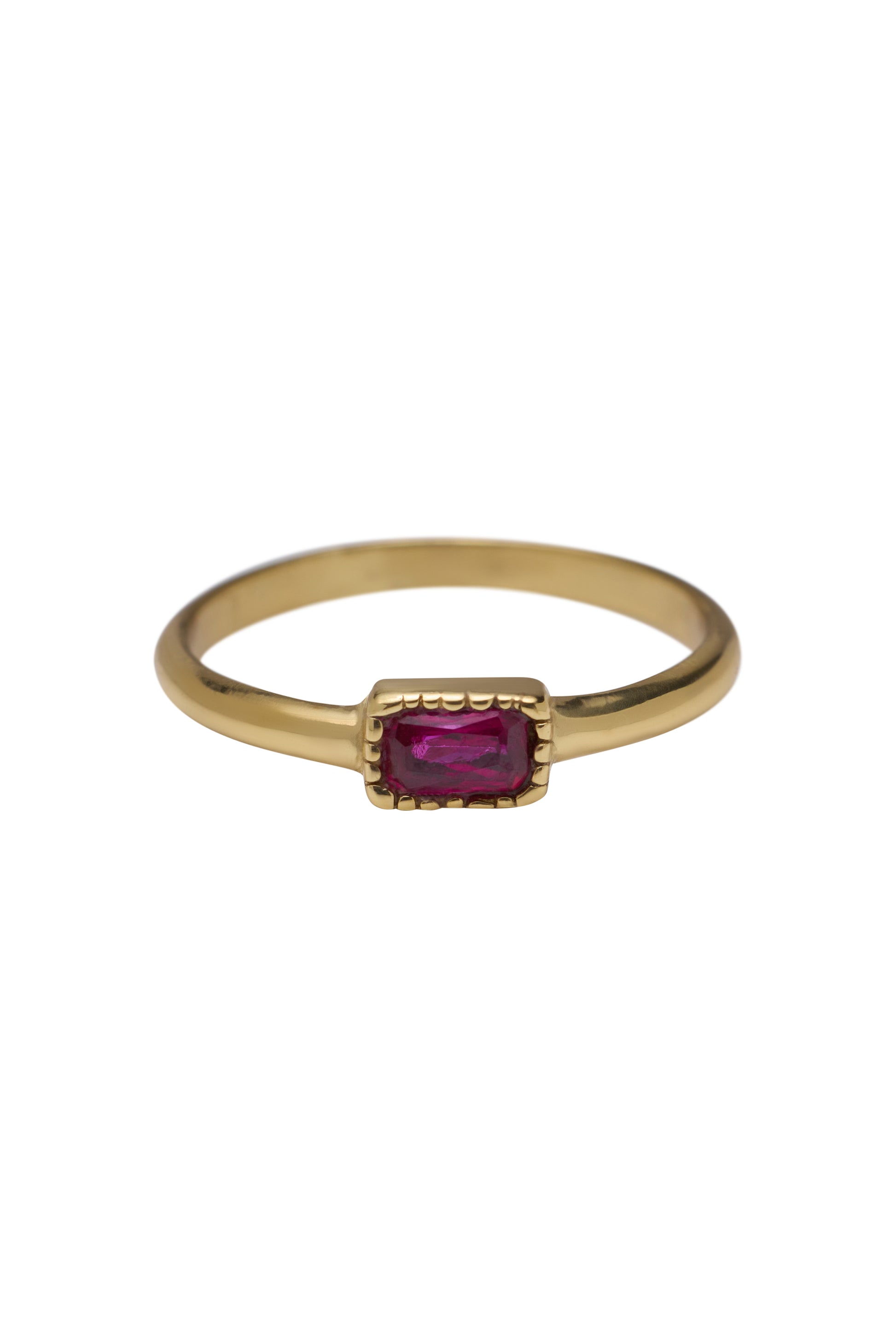 Brass tiny ruby baquette stone