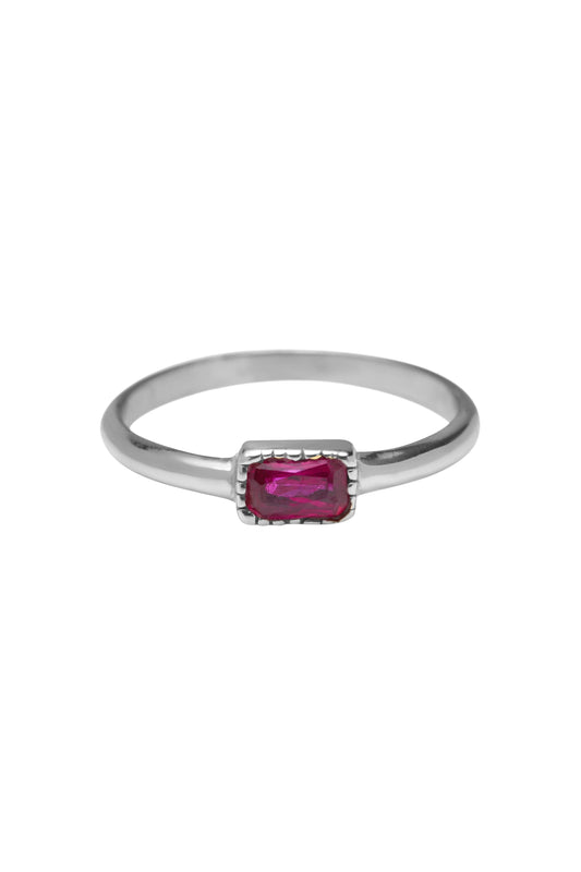 Silver tiny ruby baquette stone