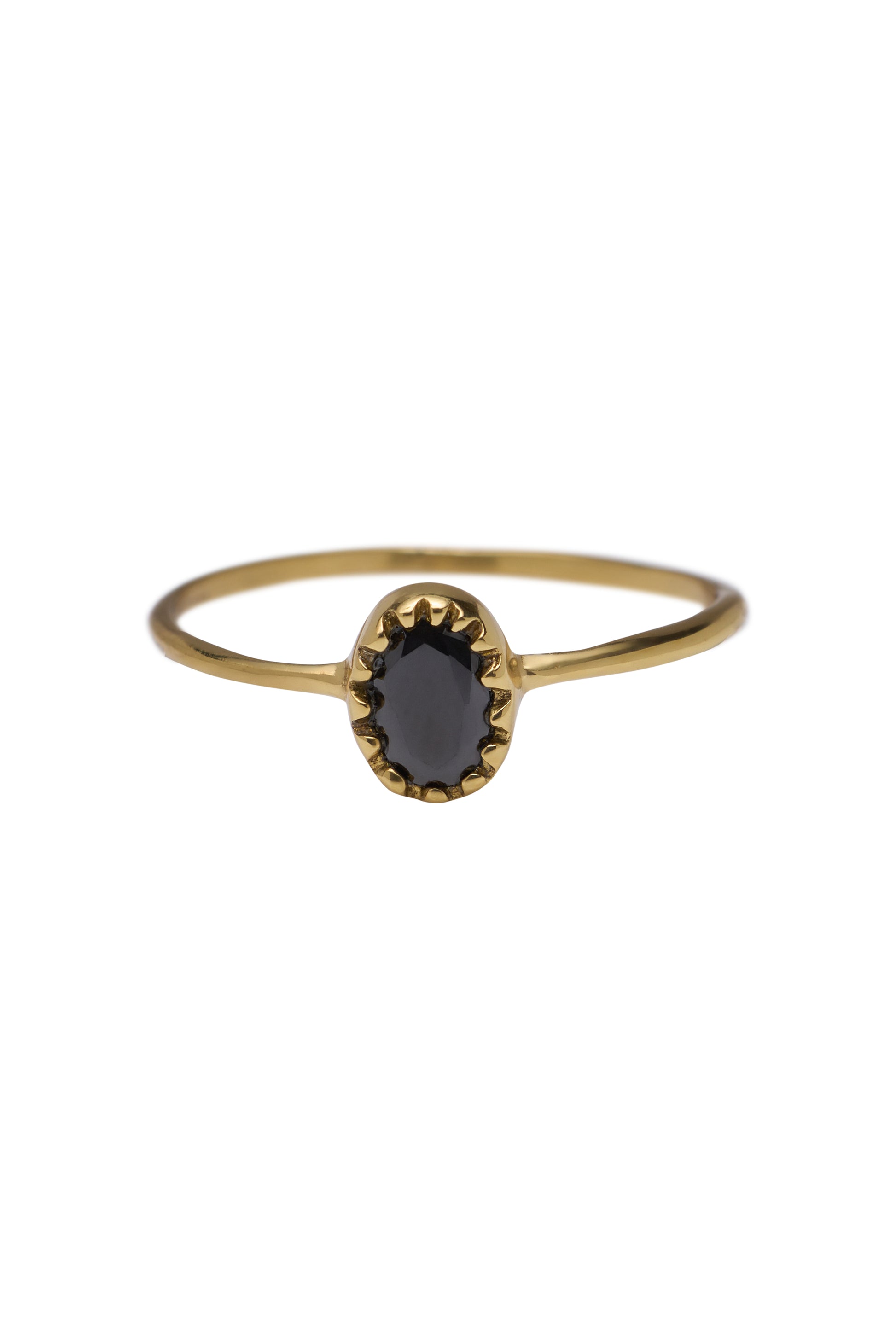 Brass oval black stone ring