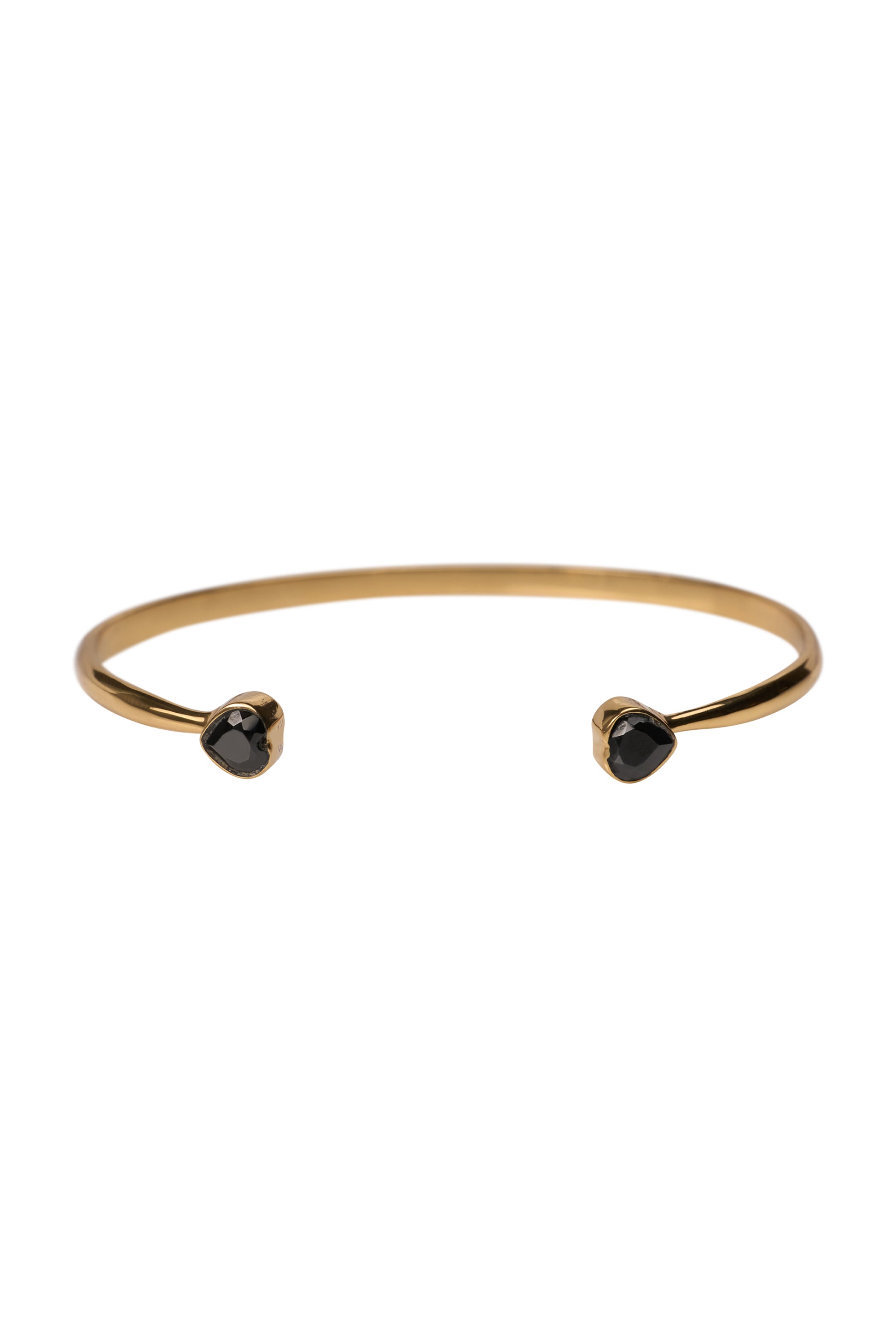 Brass onyx heart cuff bracelet