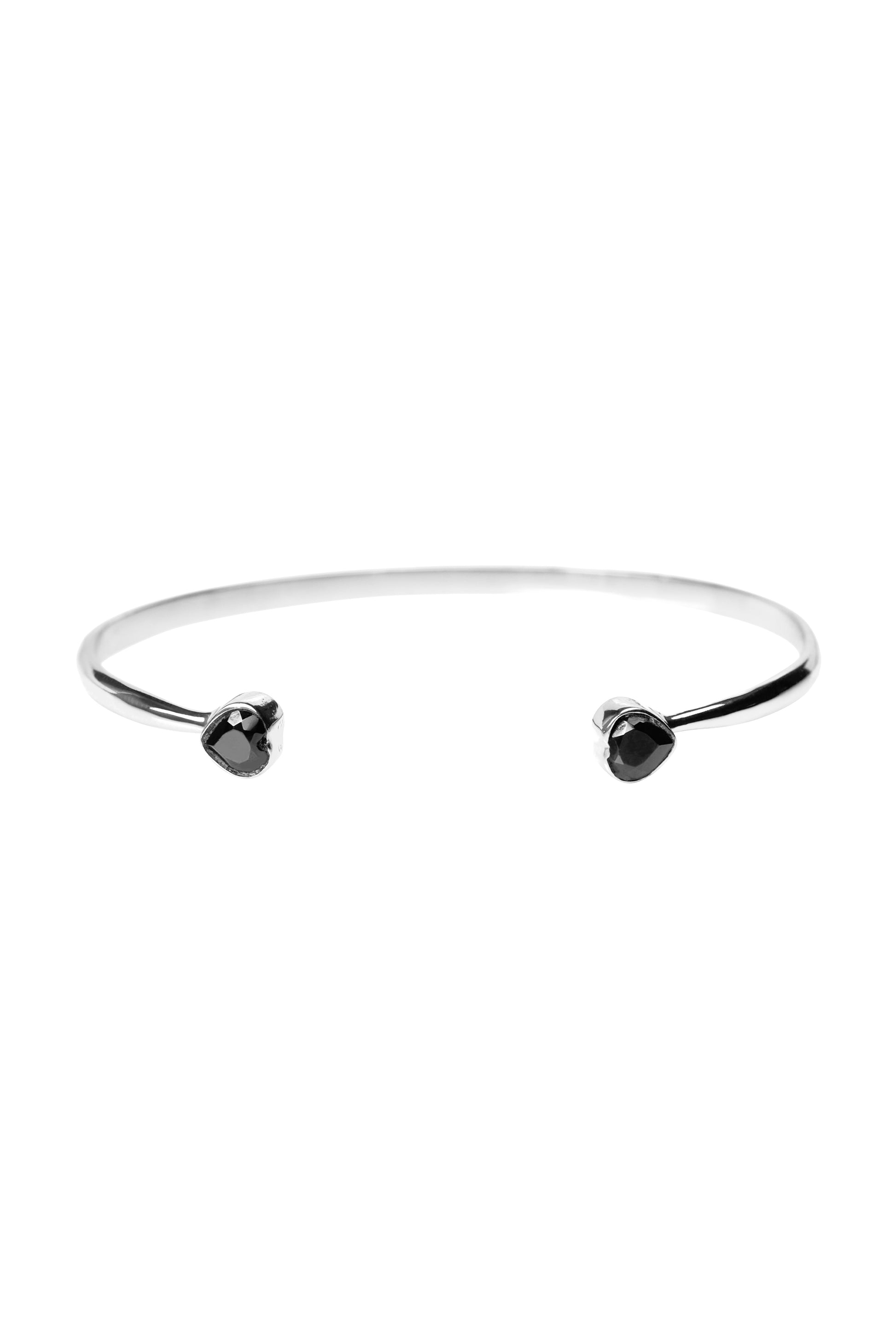 Onyx heart cuff bracelet silver-plated