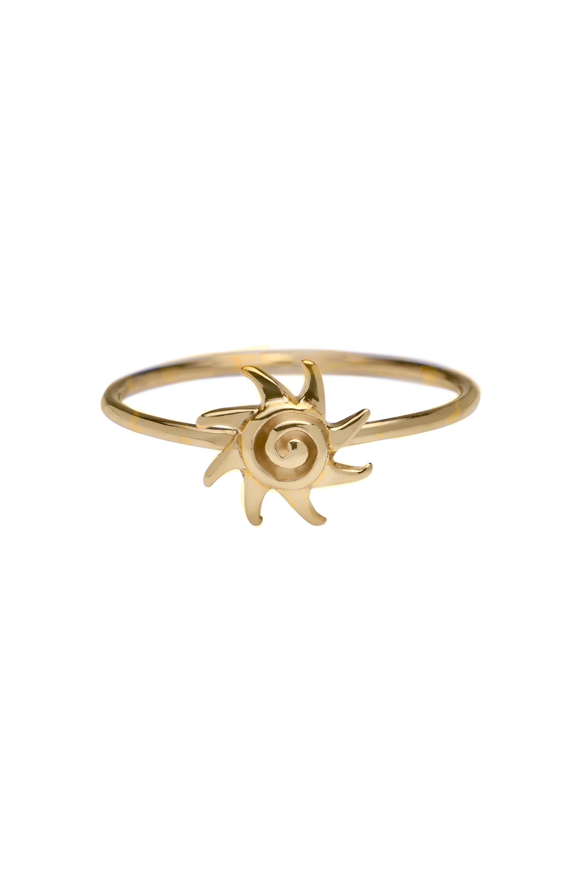 Brass sun spiral ring