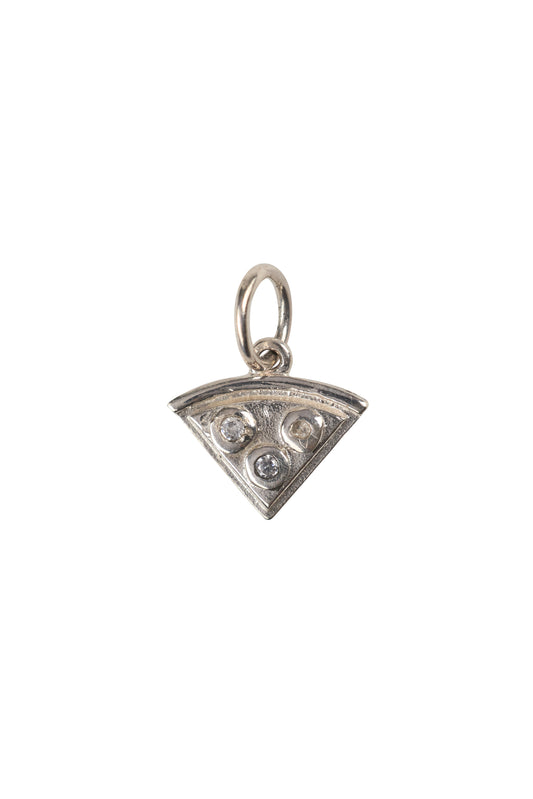 Silver pizza pendant small