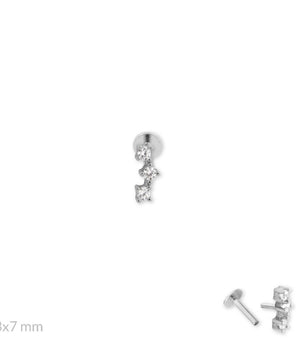 Piercing triple zirkonia silver