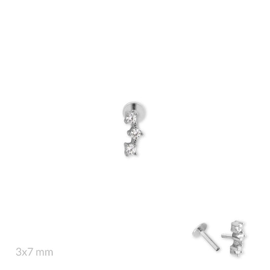 Piercing triple zirkonia silver