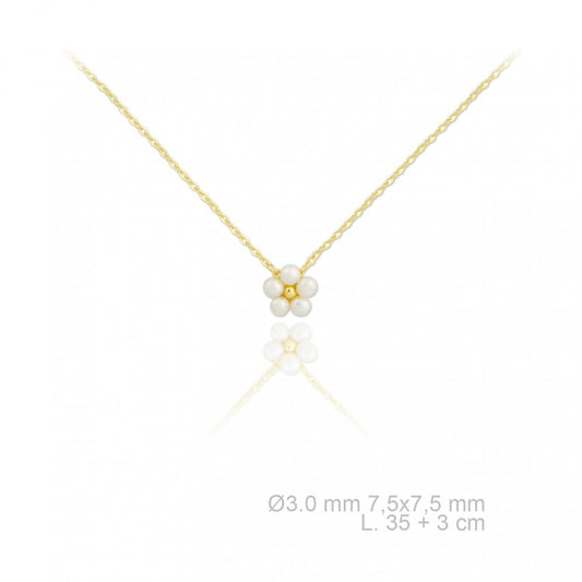 Necklace pearl flower g-p, 45 cm