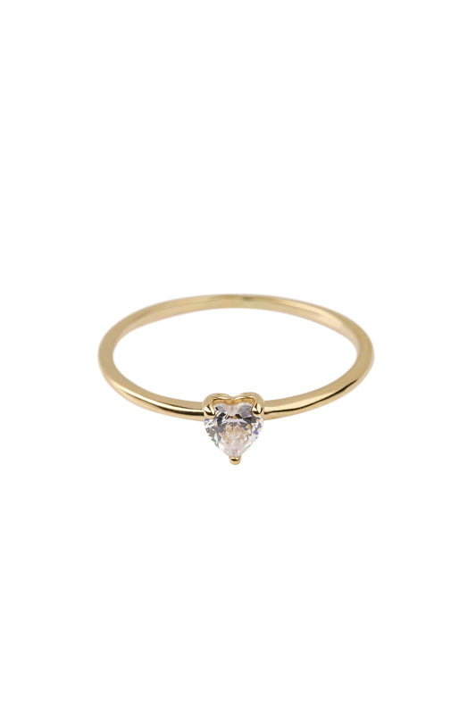 Ring 14 crt gold zircon heart ring