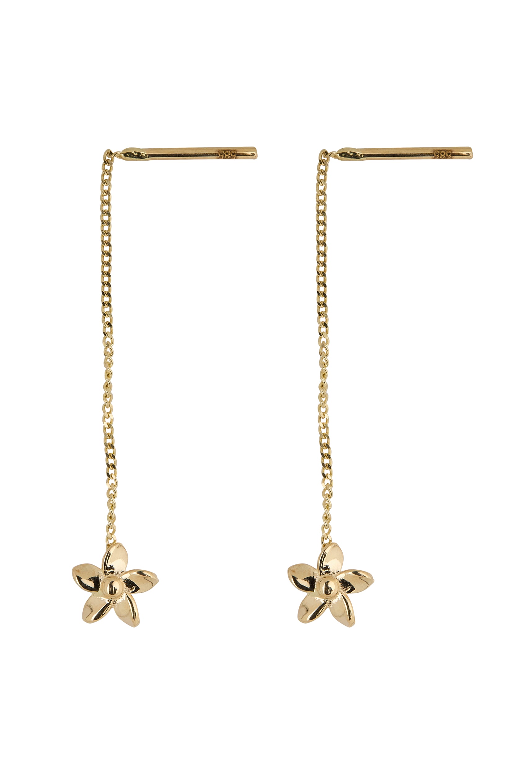 Flower long chain earring14K