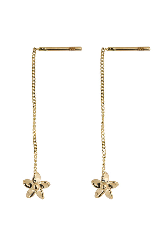 Flower long chain earring14K