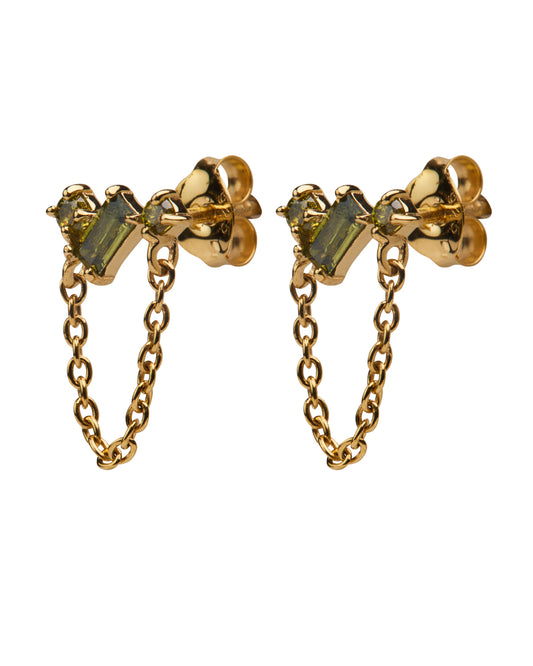 Peridot chain earring g-p