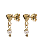 Heart stud earring with tiny pearl g-p