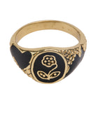 Brass vintage black resin flower ring