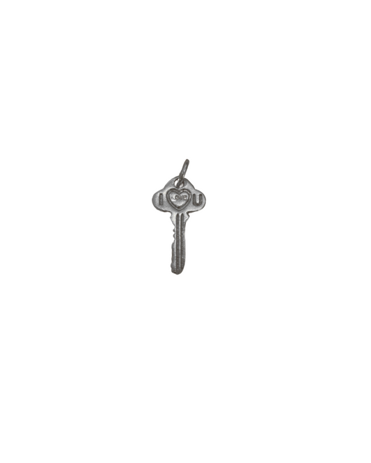 Silver I love u key pendant small
