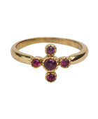 Brass ruby flower ring