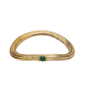 Brass wire tiny green stone ring