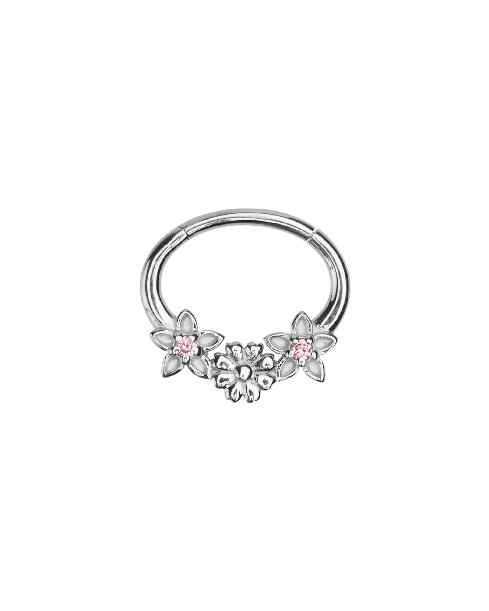 Silver flower piercing