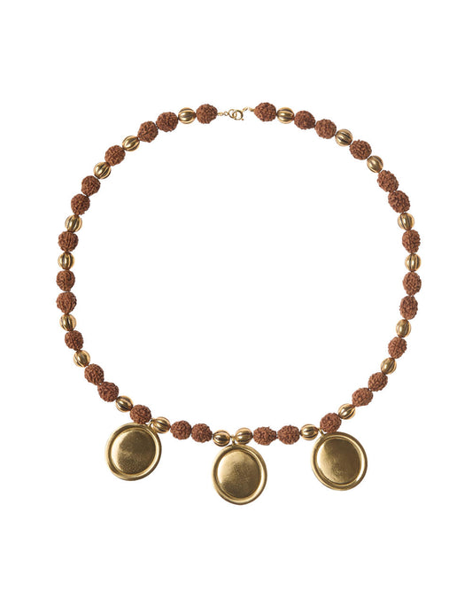 Necklace bold coin and stone