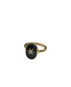 Brass ring black resin star
