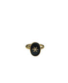 Brass ring black resin star