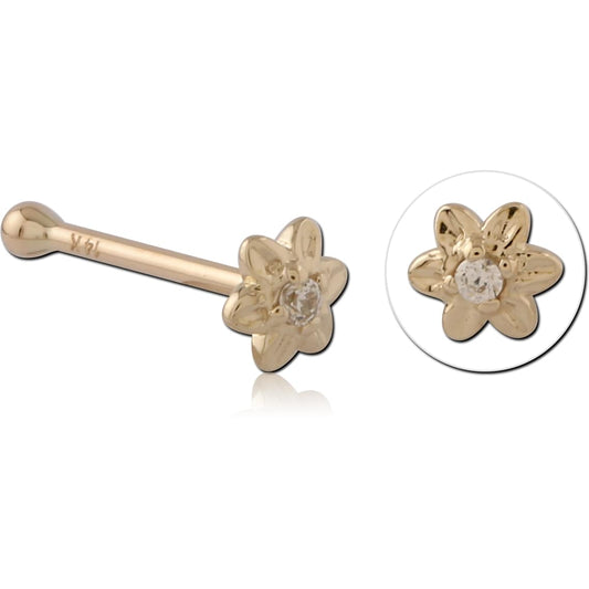 Lemon stone flower piercing 14K per piece