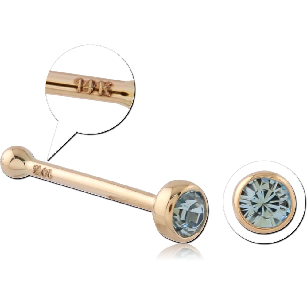 Aquamarine stone piercing 14K per piece
