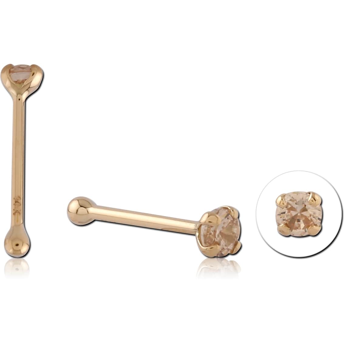 Champagne stone piercing 14K per piece