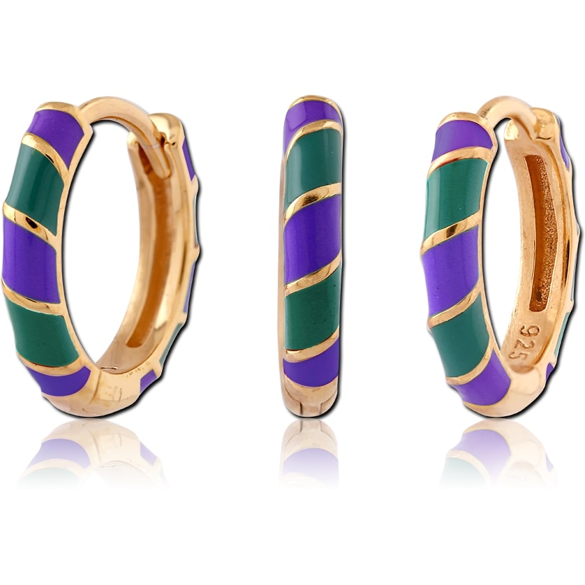 Purple green hoop earring g-p