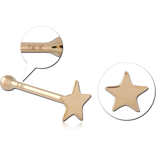 Flat star piercing 14K per piece