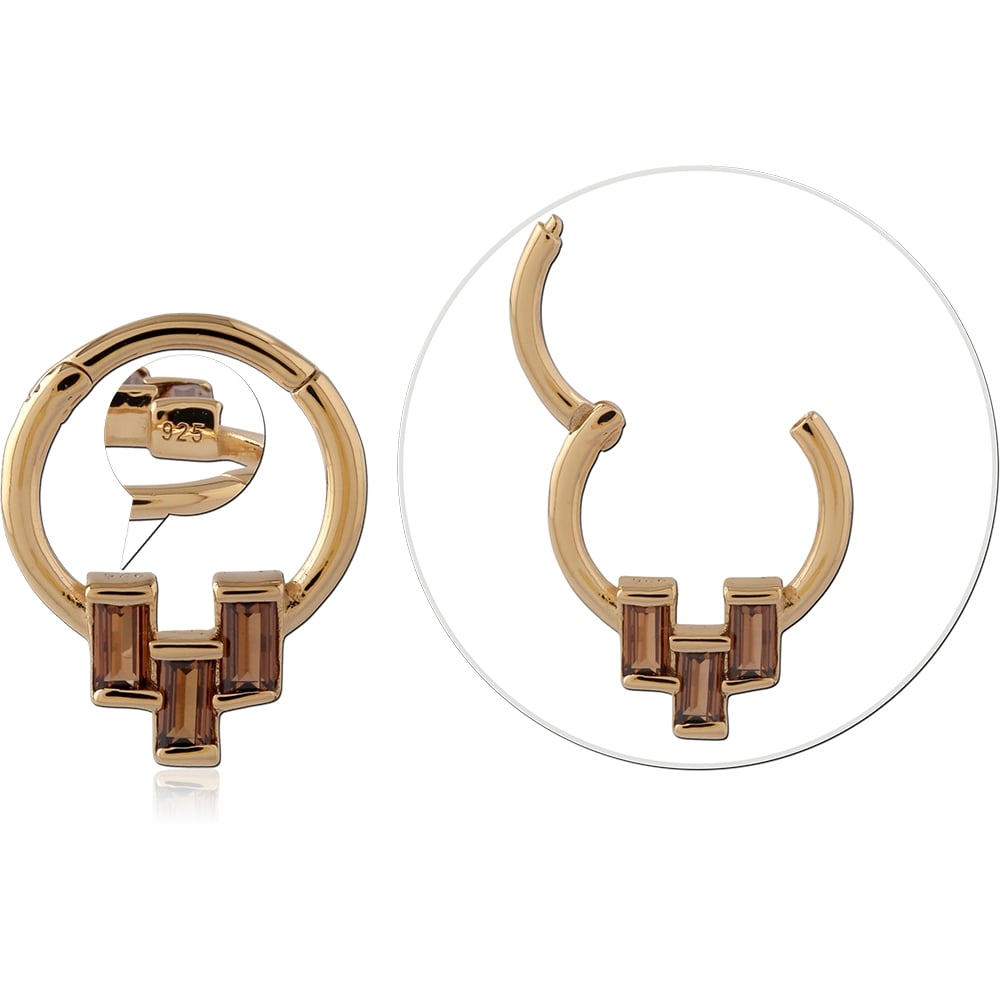 Brown stone hoop piercing g-p