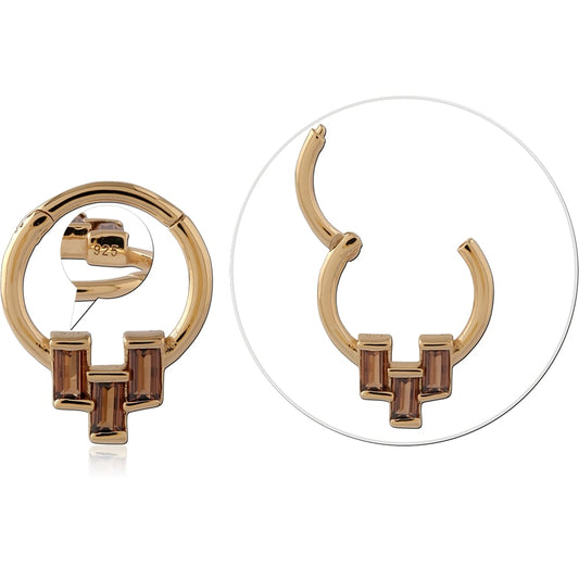 Brown stone hoop piercing g-p