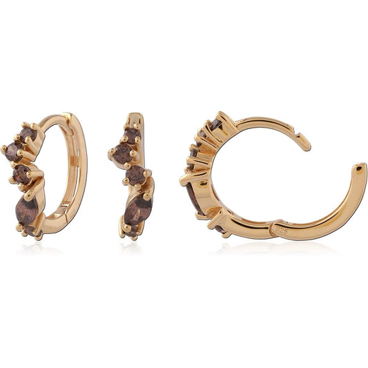 Brown stone hoop earring g-p