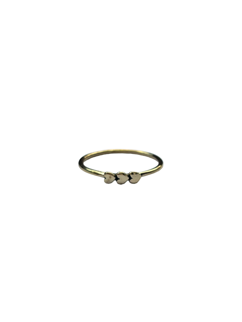 Brass triple tiny heart ring
