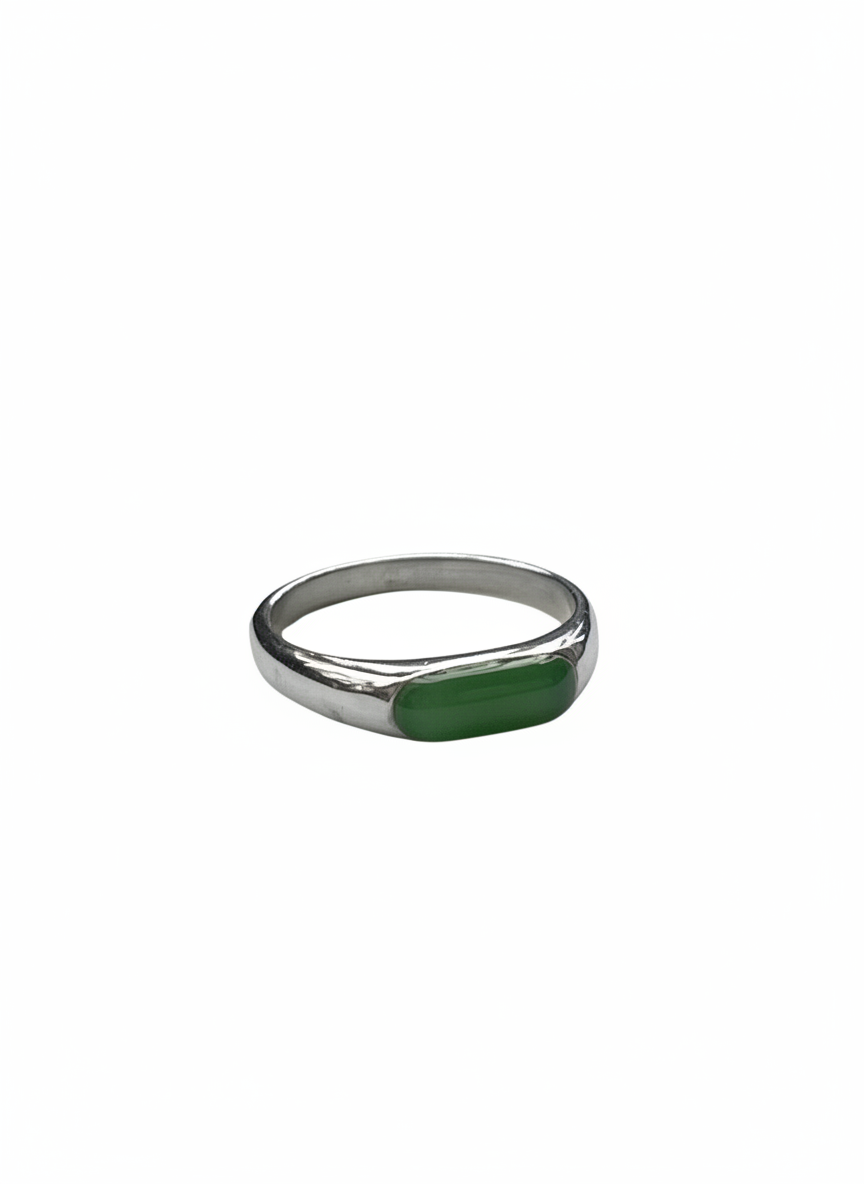 Green signet ring brass/ s-p