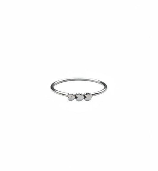 Triple tiny heart ring brass/ s-p