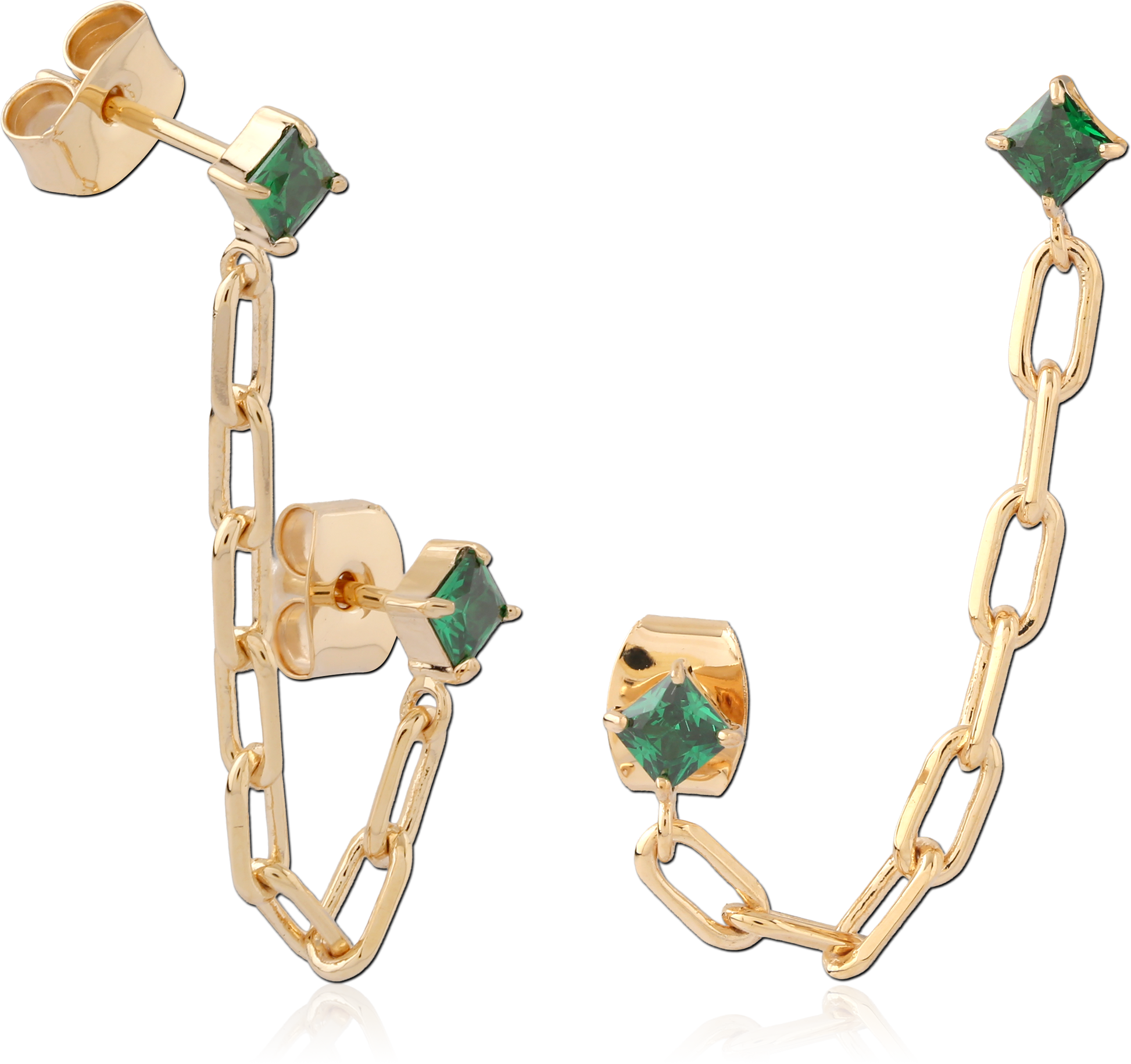 Double stone stud earring brass/ g-p per piece