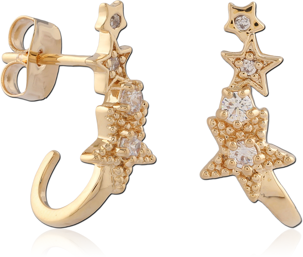 Falling star earring brass/ g-p