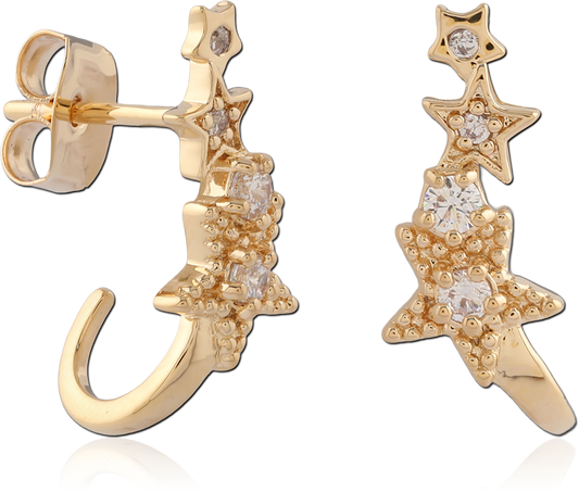Falling star earring brass/ g-p