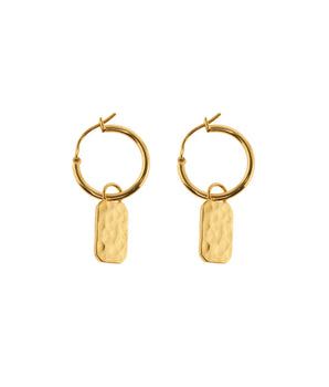 Earring tag hammered brass/g-p