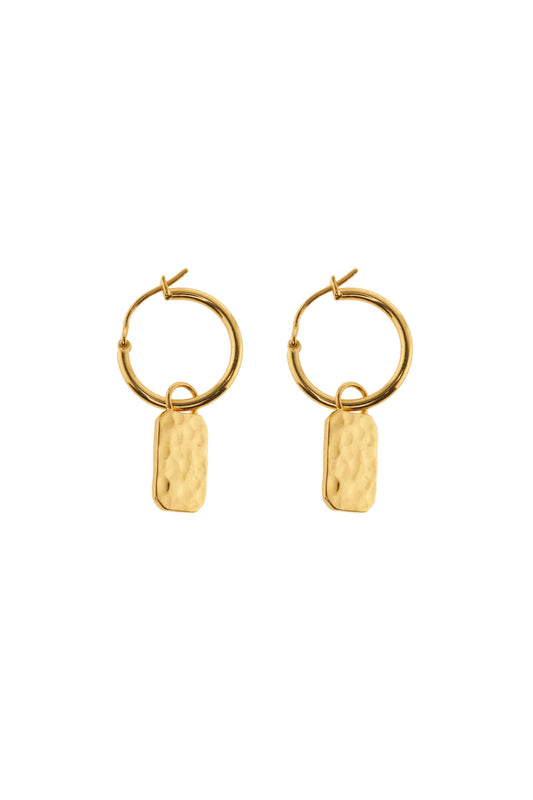 Earring tag hammered brass/g-p