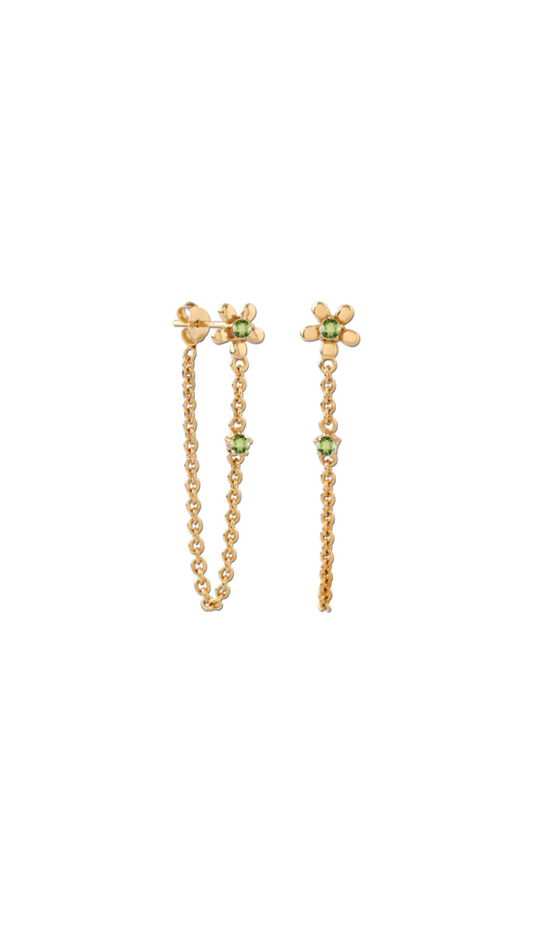 Peridot flower chain earring g-p