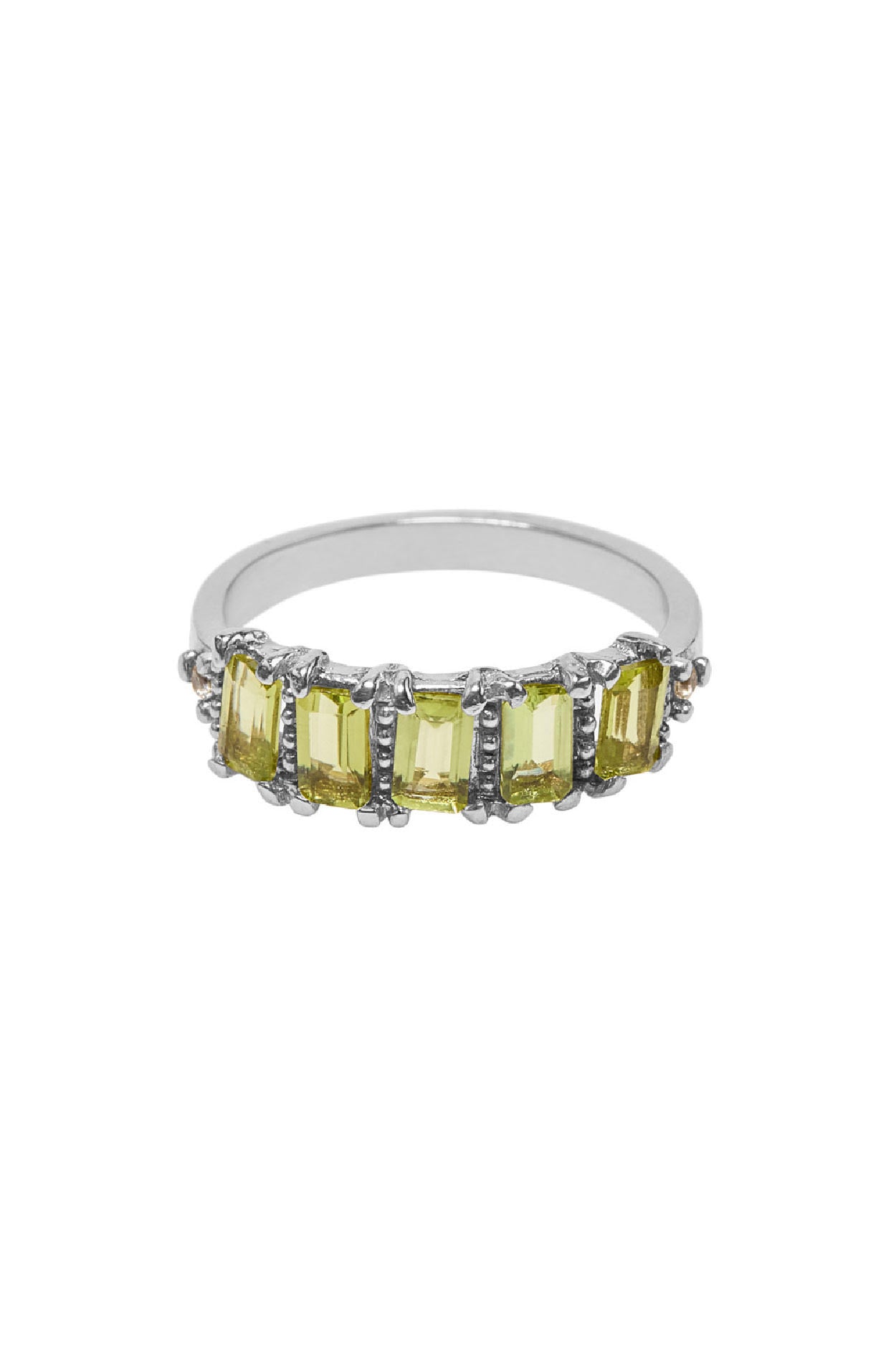 Silver big peridot baquette