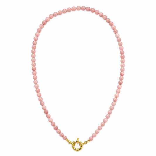 Necklace pink stone with big lock