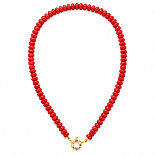 Necklace red stone with big lock