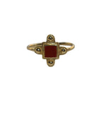 Brass dark red resin lela dot ring